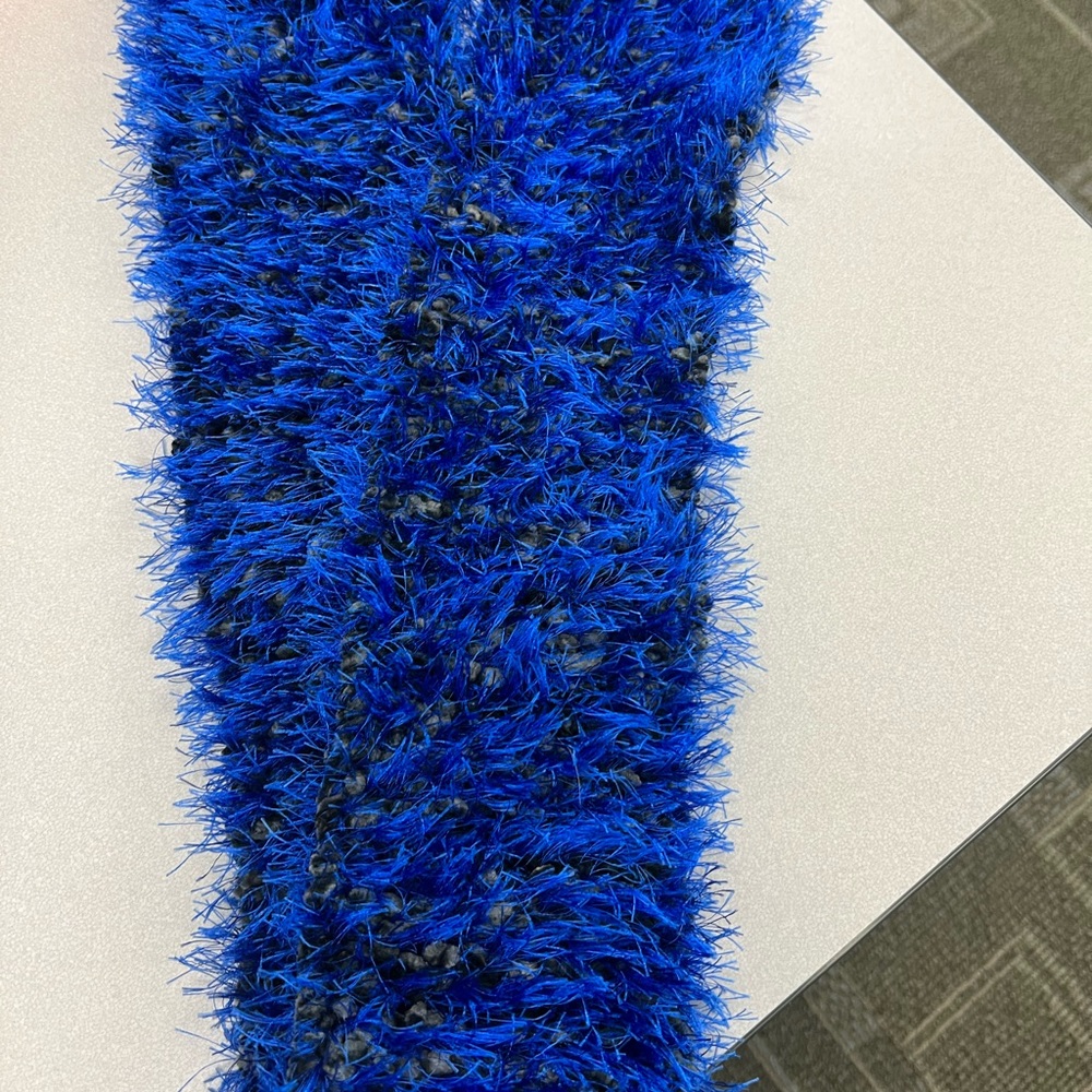 Hand knit Blue/black scarf